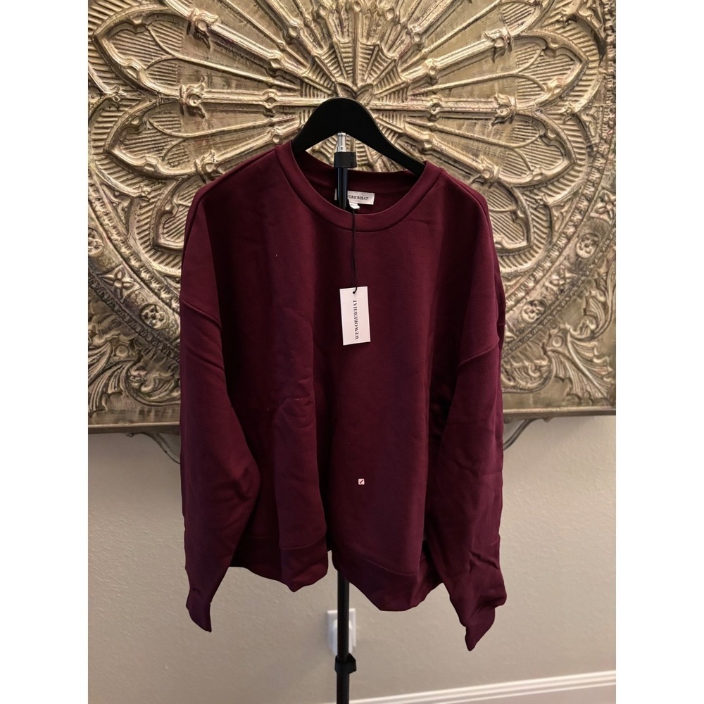 Burgundy Sweatshirt 3XL "We Wore What" Long Sleeve Crew Neck Casual Knit Top NWT